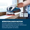 A person wearing a glove is using a Bosch cordless orbital sander on a wooden surface next to a window. Anteprima dell’immagine prodotto