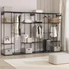 WOLTU Kleiderschrank offen, mit Ablagen Haken, aus Metall, Produktbild-Vorschau 7