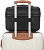 A close-up view of two stacked suitcases, one black on top of a white one, with a brown handle visible. Anteprima dell’immagine prodotto