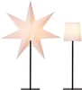 A white star-shaped lamp and a white lampshade lamp are displayed against a white background. Podgląd zdjęcia produktu