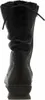 A black leather boot shown from the back. Podgląd zdjęcia produktu