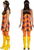 70er Jahre Kostüm Retro Disco Kleid für Damen Gr. 36-44 Kleid gelb Flower Power Hippie Fasching Karneval Mottoparty Paarkostüm Produktbild-Vorschau