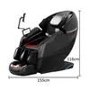 A black massage chair with dimensions indicated by red and black lines and text. Voir les images du produit