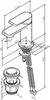 Technical drawing of a faucet and drain assembly with dimensions. Produktbild-Vorschau