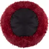 A top-down view of a round, burgundy dog bed with a fluffy exterior and a black, anti-slip bottom. Náhled obrázku produktu