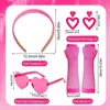 HOWAF 80er 90er Jahre Damen Kostüm Set Pink Karneval Party Produktbild-Vorschau 2
