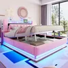 Lit tapissier 180 x 200 cm avec éclairage LED, ports USB et Voir les images du produit 2