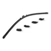 A black Bosch AeroTwin wiper blade with several adapter pieces is laid out on a white background. Produktbild-Vorschau