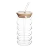 HOMLA BUBBLY SUMMER Glas mit Bambusdeckel und Glasstrohhalm Produktbild-Vorschau 1