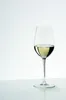 A single glass of white wine on a white surface. Produktbild-Vorschau