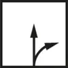 A diagram of a traffic sign showing a straight path and a right turn. Produktbild-Vorschau