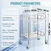 A product parameters diagram for a lab rolling cart, showing dimensions and specifications. Produktbild-Vorschau