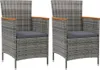 vidaXL Garten-Essstühle 2 Stk. Poly Rattan Grau Produktbild-Vorschau 7