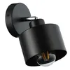 A black, modern wall lamp with a visible Edison-style bulb. Produktbild-Vorschau