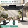 Slnečník COSTWAY 300 x 300 cm, hliníkový výklopný slnečník Náhľad obrázku produktu 5