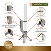 A diagram of a stainless steel pellet stove with callouts highlighting its features. Produktbild-Vorschau