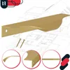 A golden handle is displayed on top of architectural blueprints, with detailed close-up views of the handle's shape and corner. Produktbild-Vorschau