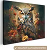MuchoWow® - Leinwandbilder - Eule - Vogel - Blumen - Produktbild-Vorschau 1