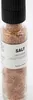 A close-up shot of a glass salt grinder filled with chili blend salt, against a white background. Produktbild-Vorschau