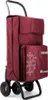 A burgundy shopping trolley with four wheels and a thermal compartment. Voir les images du produit