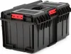 A black tool box with red latches and clear lids on top, set against a light gray background. Náhled obrázku produktu