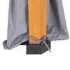 Close-up of the base of a wooden gazebo post covered by a gray fabric, tied with a gray ribbon. Náhled obrázku produktu