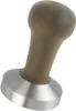 A coffee tamper with a wooden handle and a metal base, isolated on a white background. Podgląd zdjęcia produktu