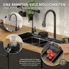 Dřez ML-Design z nerezové oceli, antracitový, s výsuvnou Náhled obrázku produktu 6