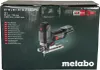 The image shows the packaging of a Metabo cordless jigsaw. Voir les images du produit