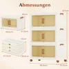 Diagrams showing the dimensions of foldable storage boxes and a stacked storage unit. Náhľad obrázku produktu