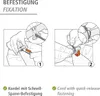 Diagrams showing how to attach a cord with a quick-release fastening. Náhled obrázku produktu