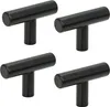 4er-Set moderne schwarze Edelstahl-Möbelknöpfe, Produktbild-Vorschau 1