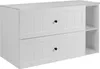 A white bathroom vanity cabinet with two drawers and an open shelf on the right side. Podgląd zdjęcia produktu