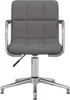 A front view of a dark gray fabric office chair with a chrome base and armrests, set against a white background. Produktbild-Vorschau