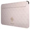 A pink laptop sleeve with a repeating Guess logo pattern and a gold Guess logo in the center. Anteprima dell’immagine prodotto