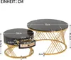 Fortuna-Lai 2er Set Couchtisch Beistelltisch in Marmoroptik Produktbild-Vorschau 2