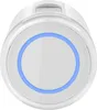 A close-up, top-down view of a white battery with a blue illuminated ring around the center. Anteprima dell’immagine prodotto