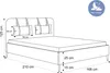A line drawing of a bed with dimensions indicated by measurement lines and text. Náhled obrázku produktu