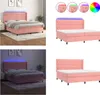 vidaXL Boxspringbett mit Matratze & LED Rosa 160x200 cm Produktbild-Vorschau 1