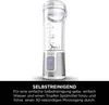 A portable blender is shown against a white background, with German text describing its self-cleaning feature. Podgląd zdjęcia produktu