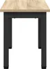 A close-up, side view of a small table with a wood-grain top and black metal legs. Voir les images du produit