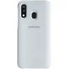 The back of a white Samsung phone case with a camera module and fingerprint sensor visible. Produktbild-Vorschau