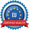 A seal of quality with the EU flag and text. Produktbild-Vorschau
