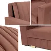 Collage of close-up shots of a brown upholstered sofa, highlighting its texture and design details. Náhled obrázku produktu