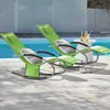 Zwei SoBuy Schaukelstühle OGS28-GRx2 Grün am Pool mit Kissen und Getränken im Freien Náhled obrázku produktu