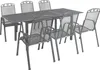 A gray metal garden table and chairs set on a white background. Produktbild-Vorschau