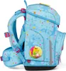A light blue backpack with a star pattern and a cartoon character. Produktbild-Vorschau