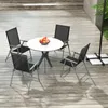 A patio set with a round table and four chairs on a wooden deck. Podgląd zdjęcia produktu