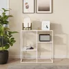 A white console table with three shelves, decorated with a lamp, a framed picture, and a speaker. Náhľad obrázku produktu