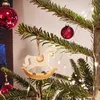 8 Schaukelpferd Weihnachtsbaumanhänger cremefarben gold - Produktbild-Vorschau 2
